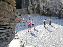 Rock cliff edge perspective yoga  hike mapuzi